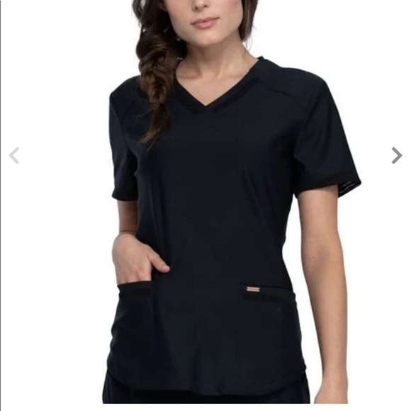 Black Women's V-Neck Scrub Top - Picture 1 of 1